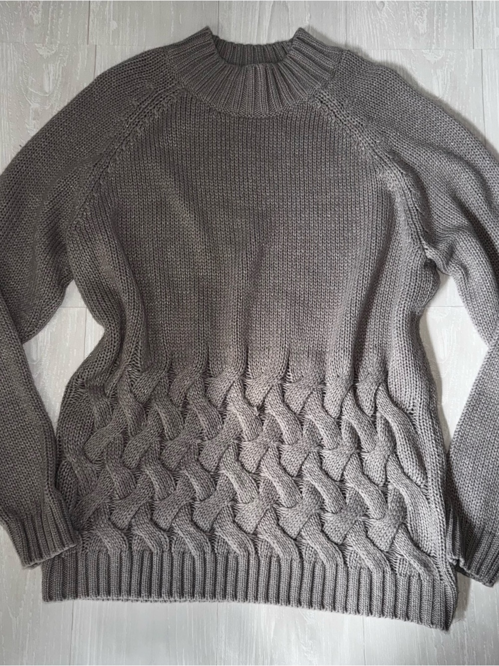 Simply Vera Vera Wang Chunky Cable-Knit Turtleneck Sweater - Gray